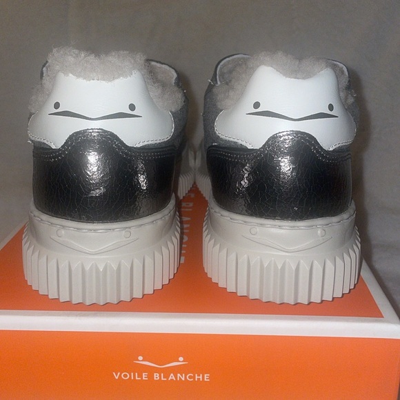 NWT VOILE BLANCHE LIPARI Charcoal Grey Fur Suede and Felt Sneakers - Picture 11 of 16